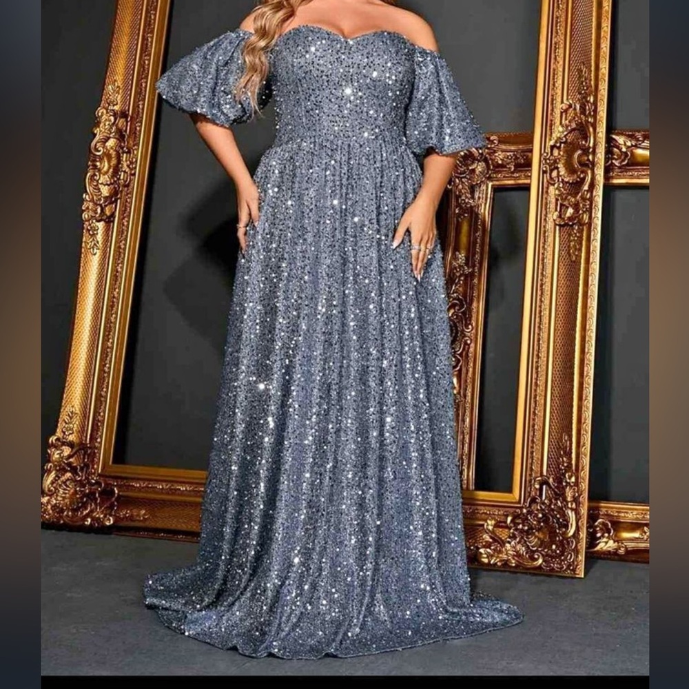 Beautiful Off the Shoulder Sequin Gown - 4XL